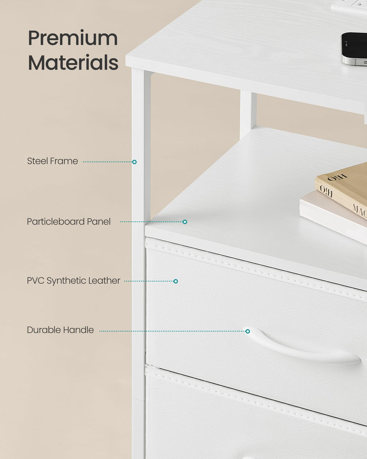 SONGMICS BELLAH nightstand anti-tip kit ensures safe placement.
