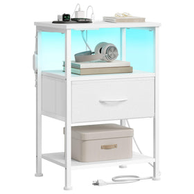 SongMics Bellah nightstand with charging station shows built-in outlets for convenient charging.