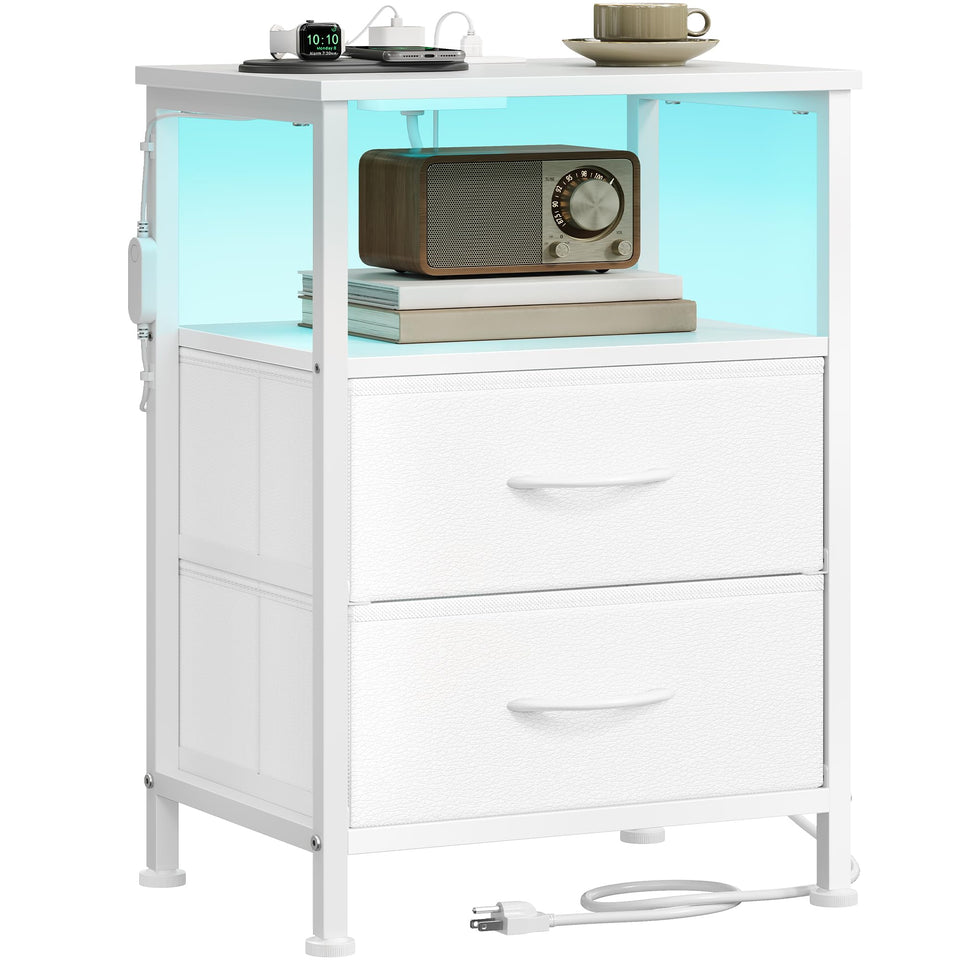 SONGMICS BELLAH nightstand front view with organized bedside storage.