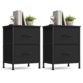 SONGMICS BELLAH nightstand in ink black with two drawers.