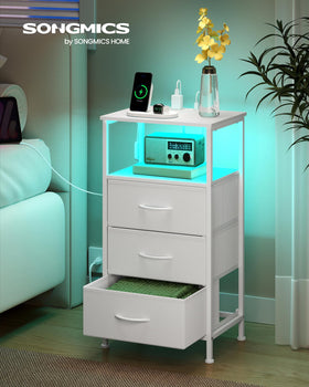 SONGMICS BELLAH nightstand LED control for customizable mood lighting