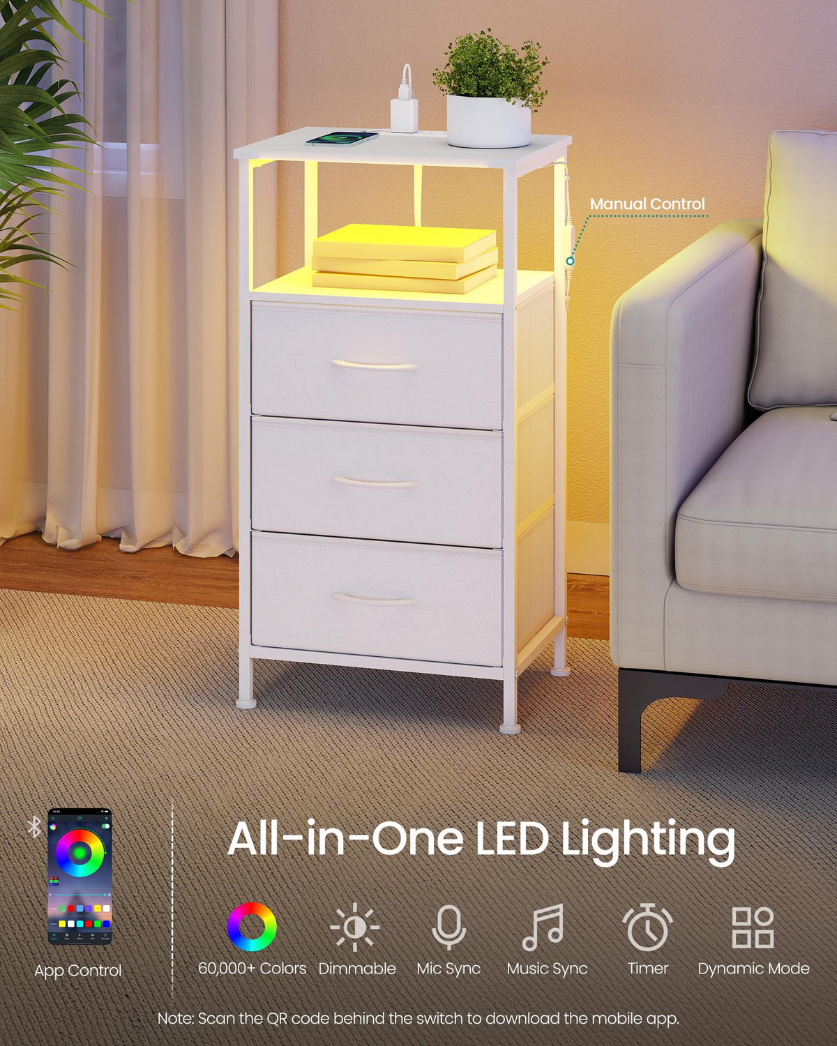 SONGMICS BELLAH nightstand open shelf quick access to books and glasses