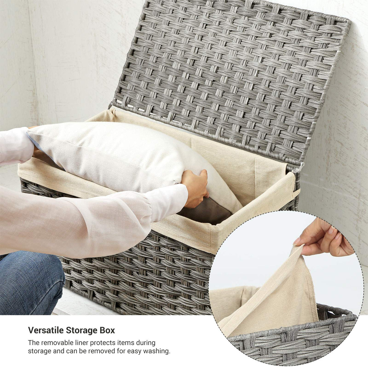 SONGMICS versatile laundry and blanket storage for any room.