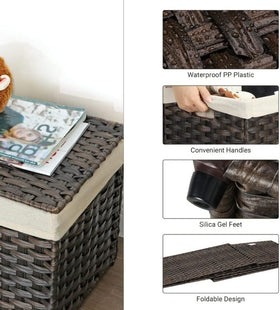SONGMICS 42.3 gallon blanket storage neatly placed in a bedroom corner.