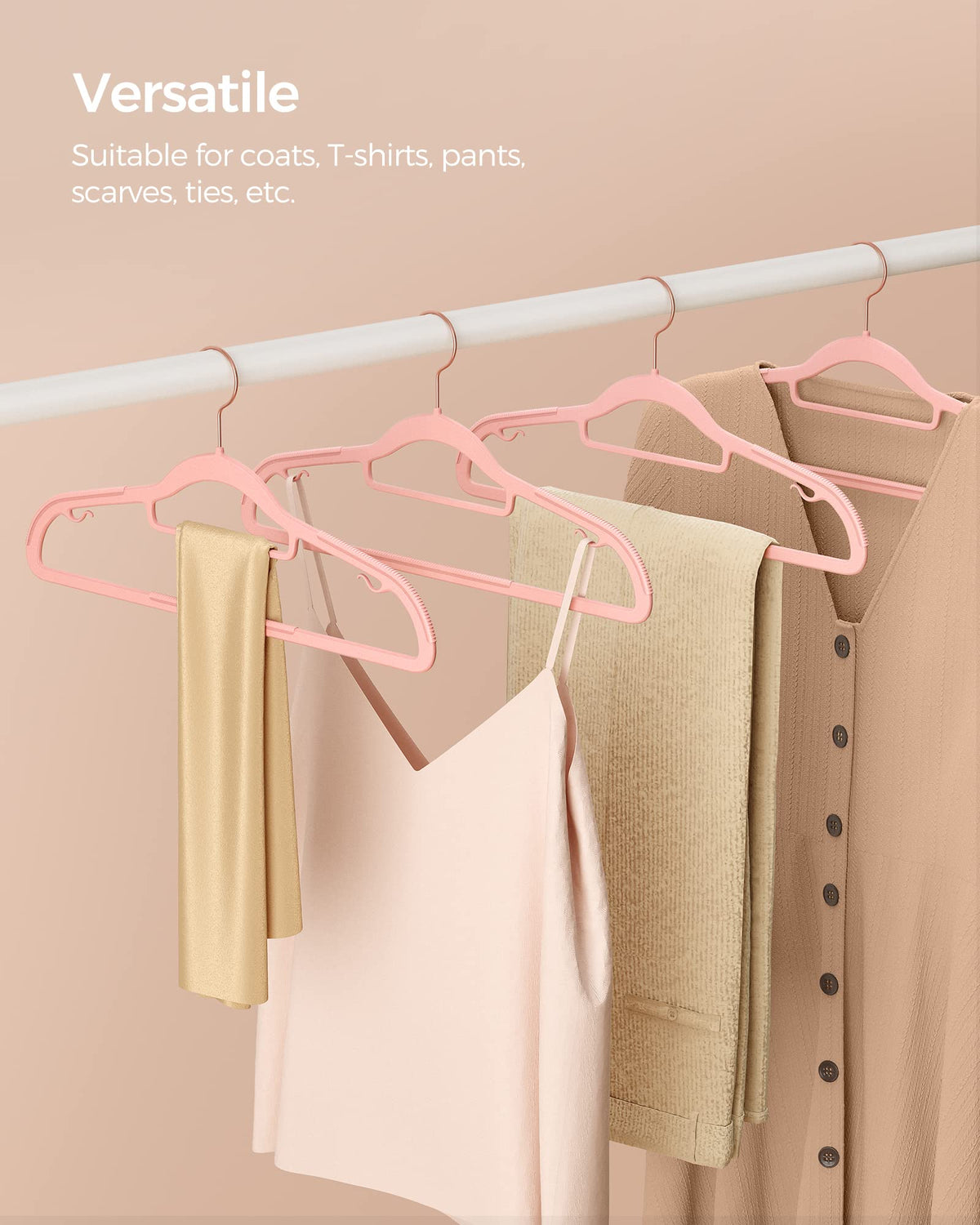 Bottom bar and side hooks on SongMICS hanger for versatile storage