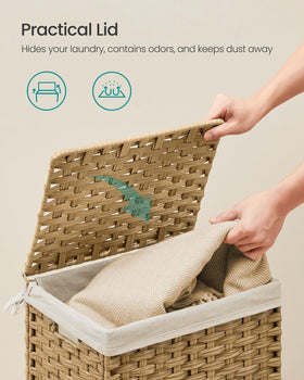SONGMICS breathable waterproof rattan keeps belongings dry and fresh.