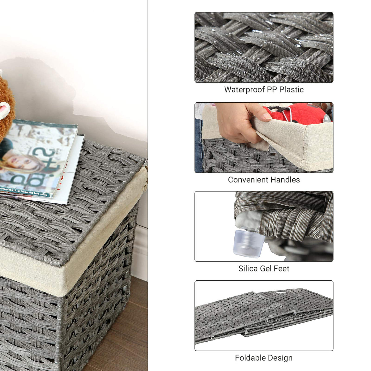 SONGMICS breathable PP rattan keeps items dry and ventilated.