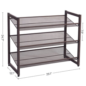 SONGMICS shoe rack demonstrates height clearance for high heels and boots
