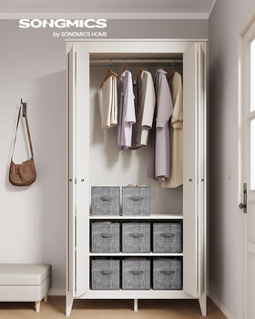 SONGMICS cattail gray storage cubes side view highlighting durable construction and stable storage