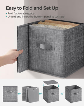 SONGMICS cattail gray storage cubes used for clothes provide easy access and visibility