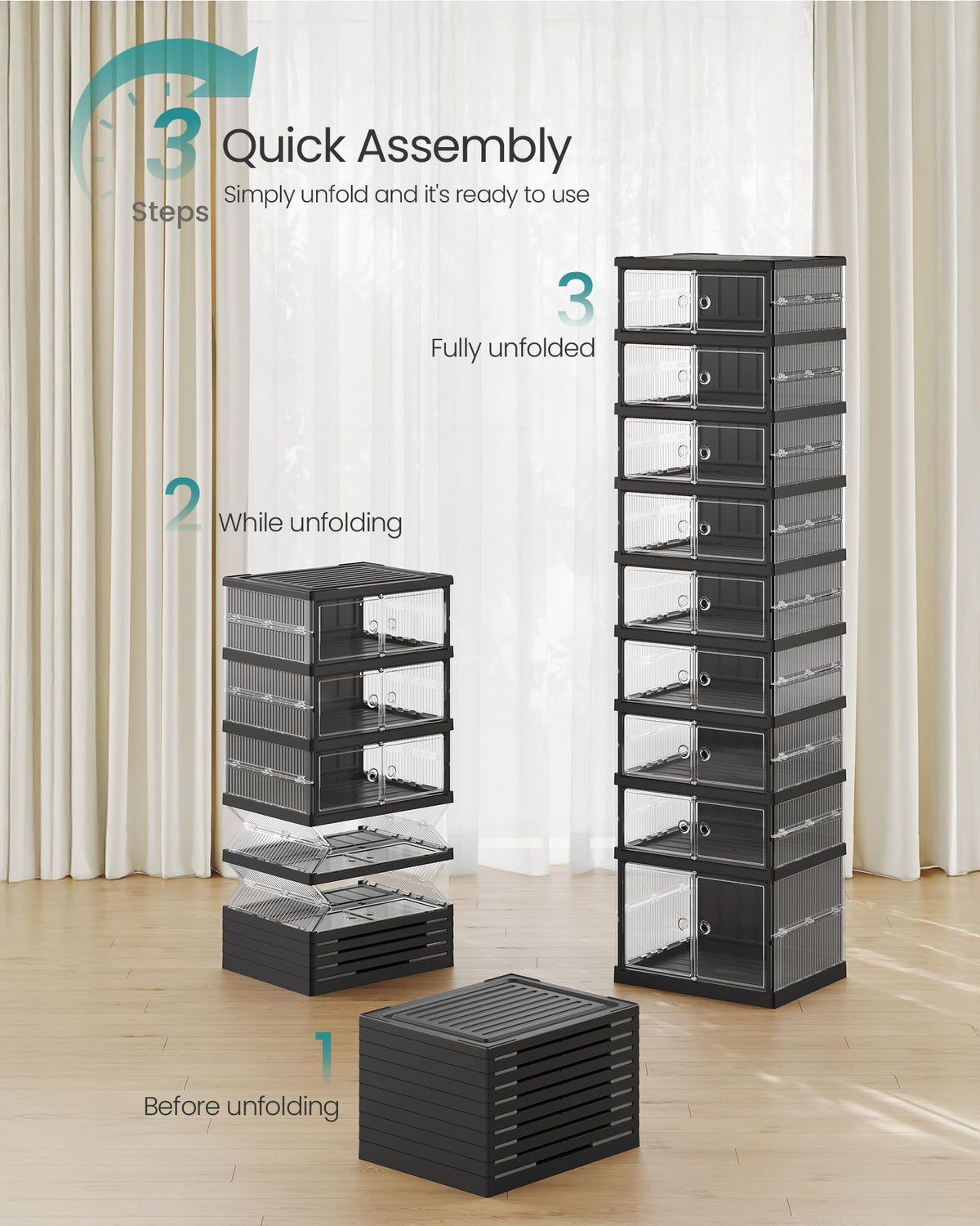 SONGMICS clear double magnetic door protects shoes from dust.