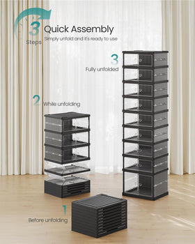SONGMICS clear double magnetic door protects shoes from dust.