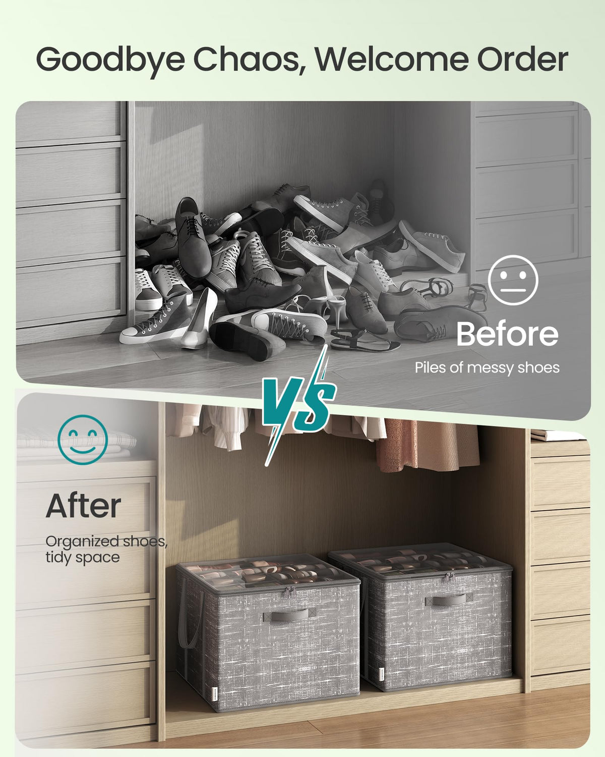Clear protective lid keeps dust and moisture away from footwear.
