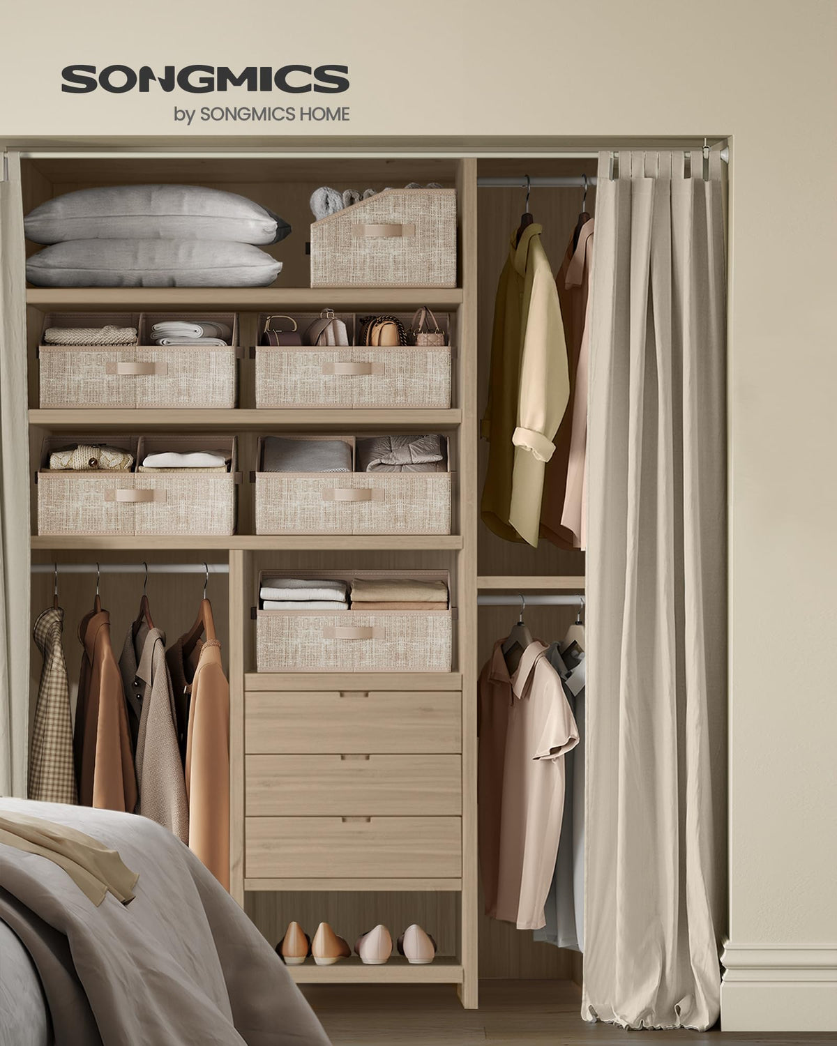 SONGMICS closet organizer front view showing easy access to items