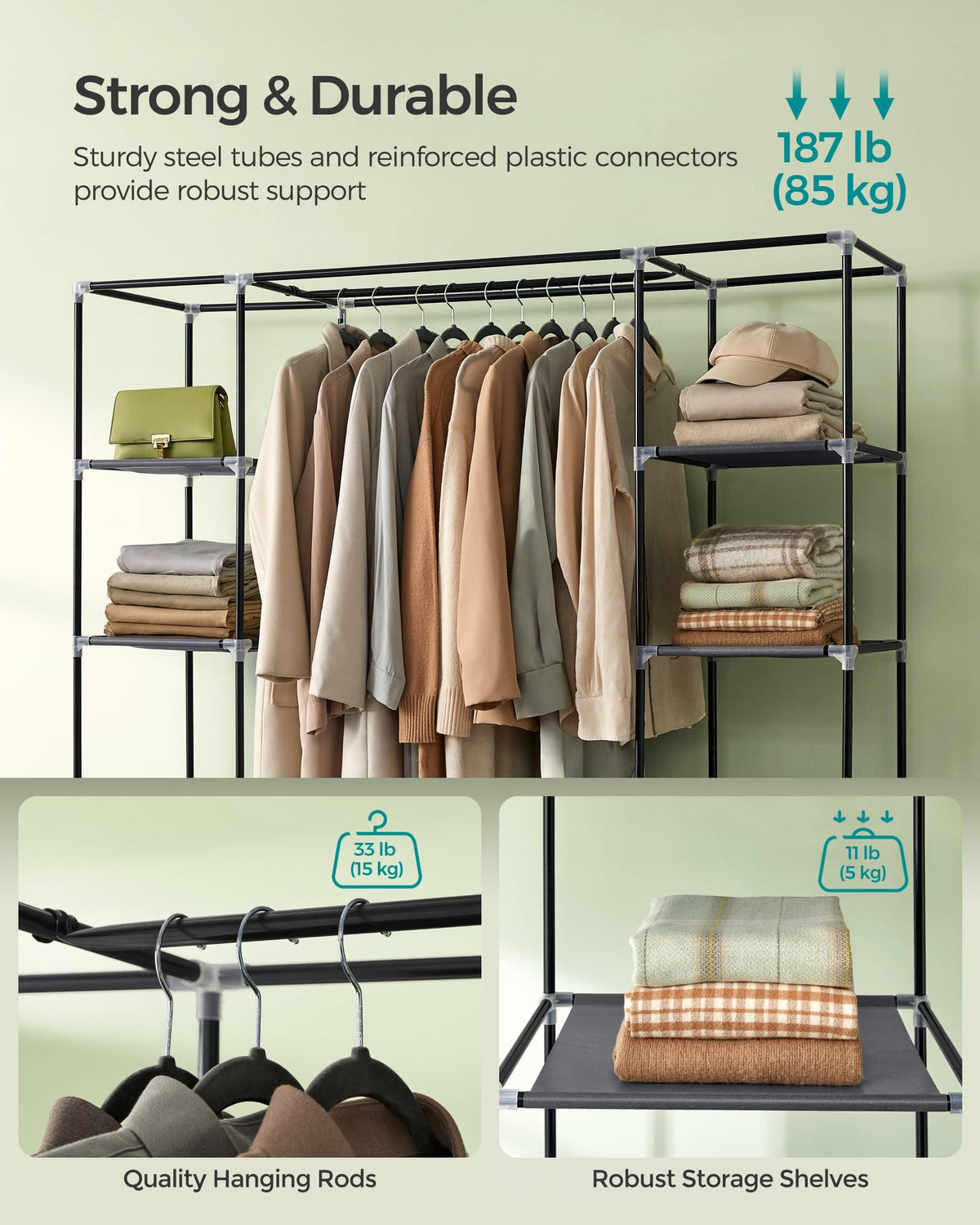 SONGMICS closet wardrobe twelve-shelf system maximizes folded garment storage.