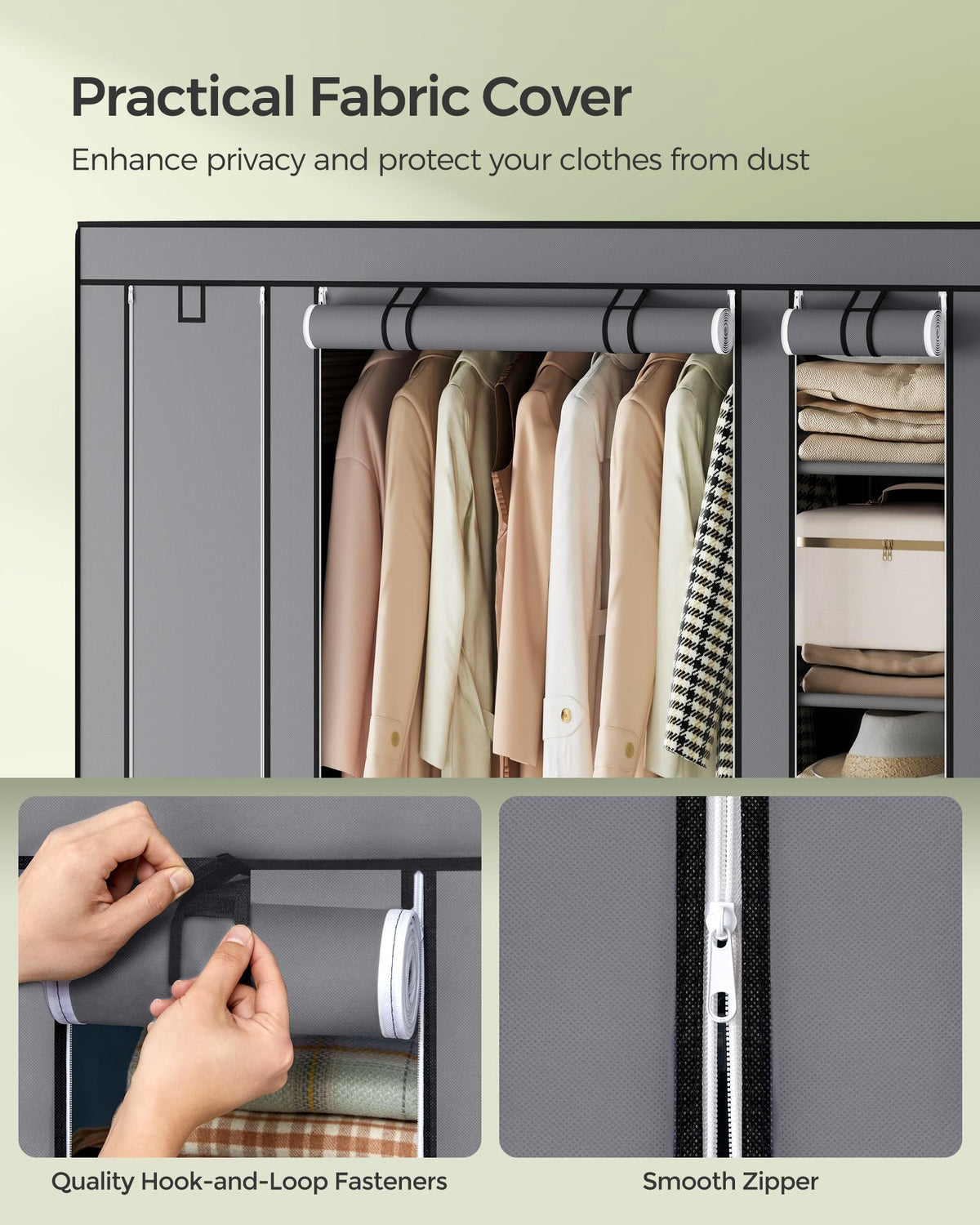 SONGMICS closet wardrobe easy assembly with tool-free setup.