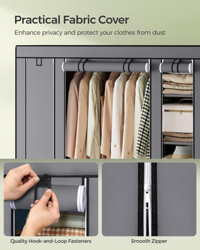 SONGMICS closet wardrobe easy assembly with tool-free setup.