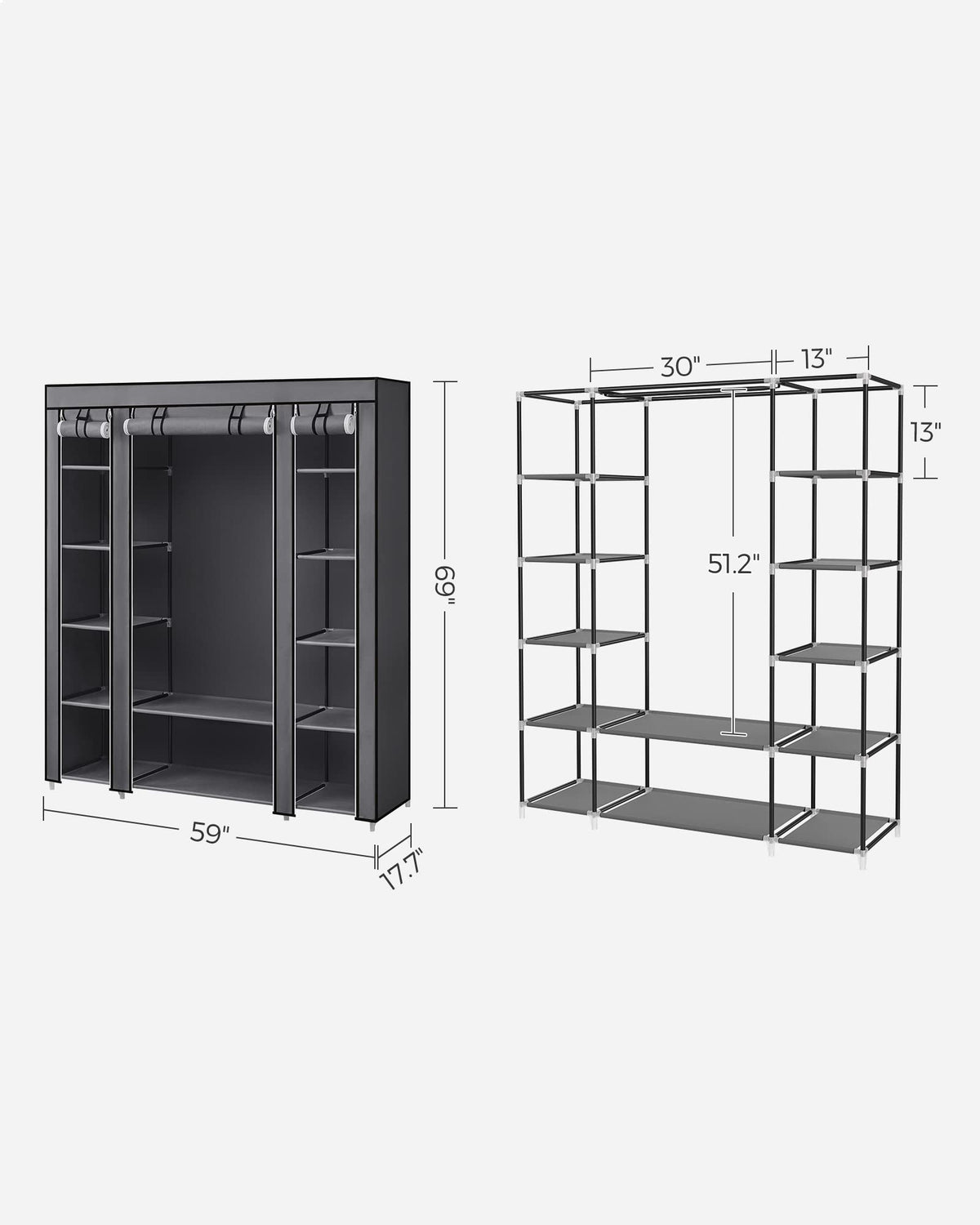 SONGMICS closet wardrobe placed in a modern bedroom for organized storage.