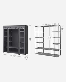 SONGMICS closet wardrobe placed in a modern bedroom for organized storage.