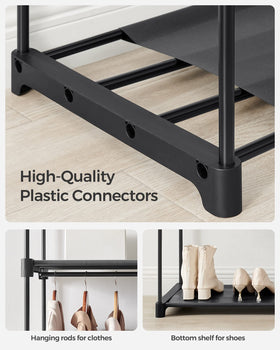 SONGMICS closet wardrobe compact dimensions fit comfortably in tight bedrooms.
