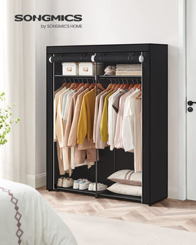 SONGMICS closet wardrobe with non-woven dust cover protects clothes from dust.