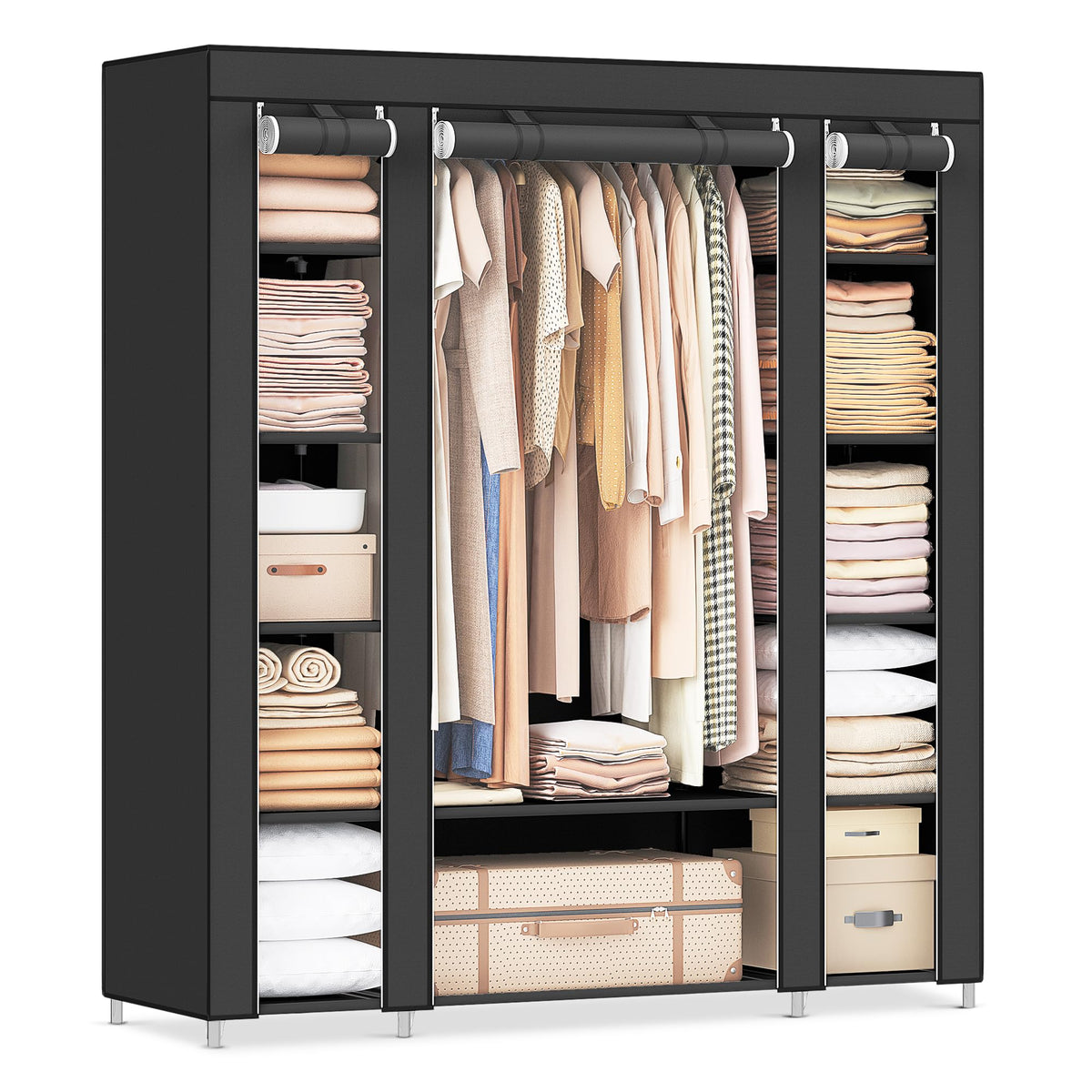 SONGMICS closet wardrobe with dust cover shields clothes from dust and moisture