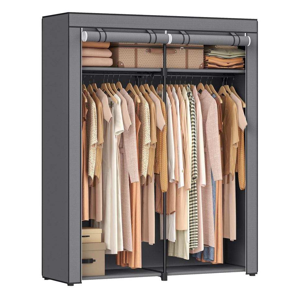 SONGMICS closet wardrobe with dust cover protects clothes and keeps outfits visible.
