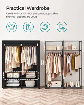 SONGMICS closet wardrobe sturdy hanging rods support heavy garments and outfits.