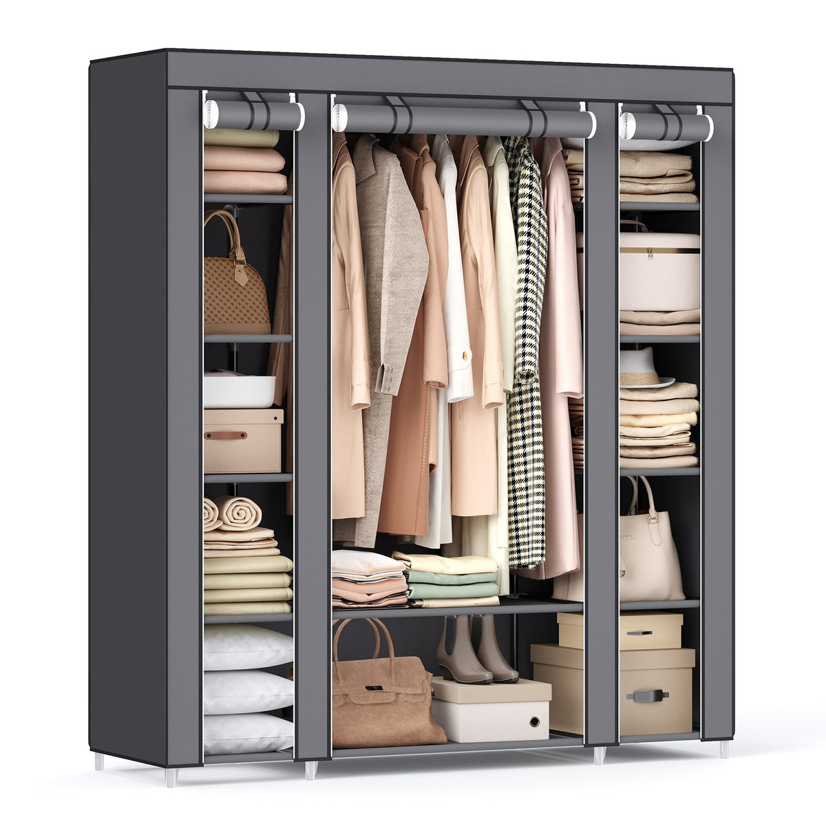 SONGMICS closet wardrobe top view highlights space-saving design for bedrooms.