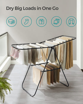 SONGMICS drying rack offers 24 hanging rods for larger laundry loads.
