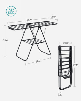 SONGMICS sturdy, tool-free assembly for quick setup of the drying rack.