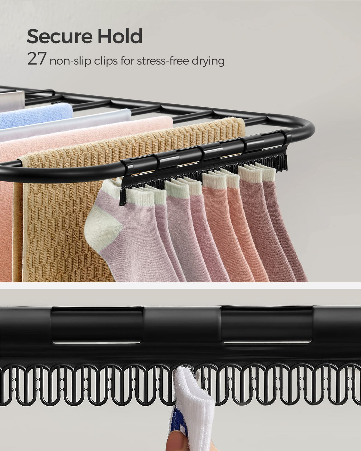 SONGMICS portable design folds for storage and easy relocation.