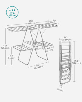 SONGMICS free-standing design fits in kitchens or balconies