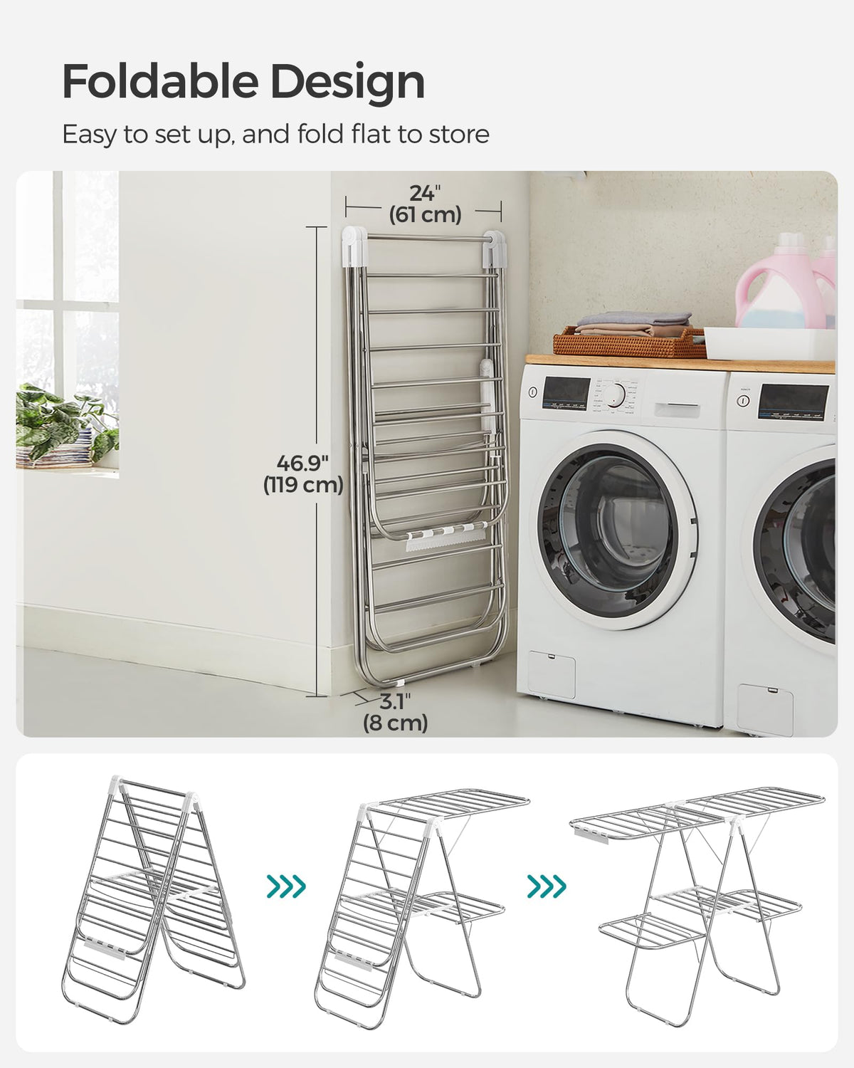 SONGMICS foldable design saves space when not in use