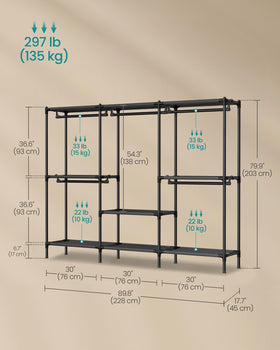 SONGMICS clothes rack supports up to 297 lb capacity