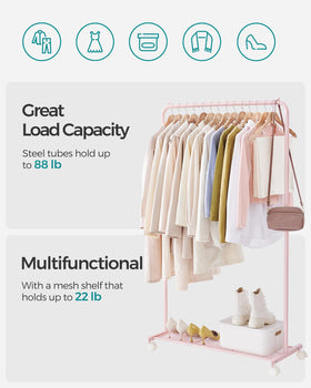 SongMics mesh shelf holds shoes and boxes for extra storage.