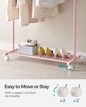 SongMics clothes rack moves easily around a room for flexible layout.