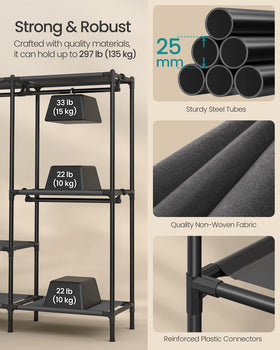 SONGMICS clothes rack space under shelf for shoes and organizers