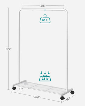 SONGMICS cloud white finish brightens spaces while organizing clothes efficiently
