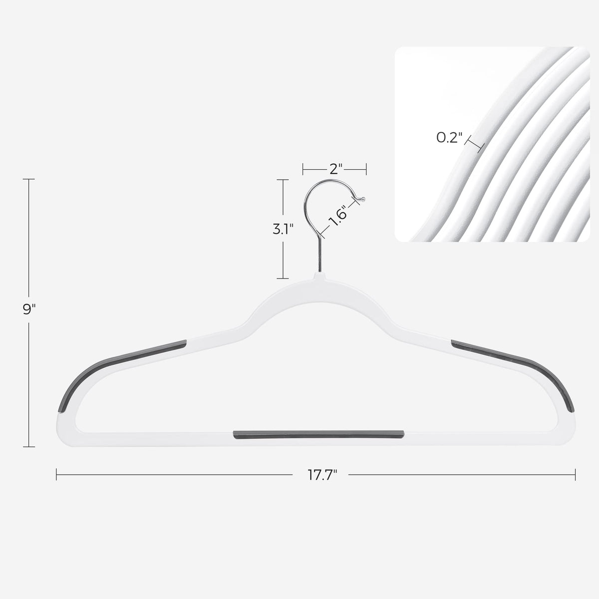 SONGMICS pack of hangers fits coats, shirts, dresses, and pants.
