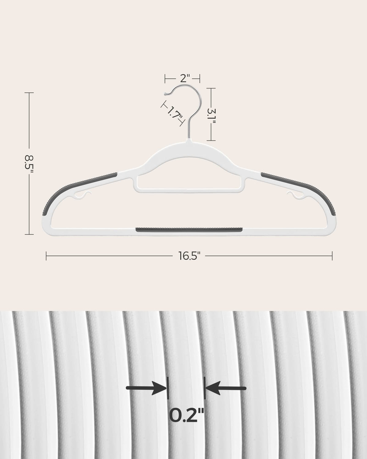 SONGMICS bottom bar holds pants or scarves neatly.