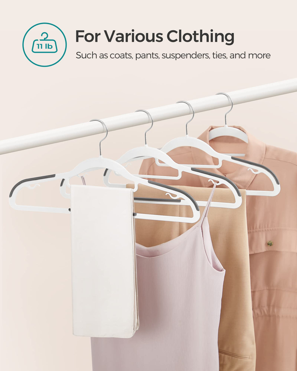 SONGMICS side hooks suit thin strap tops and accessories.