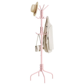 SONGMICS jelly pink coat rack with 12 hooks for organized entryways.