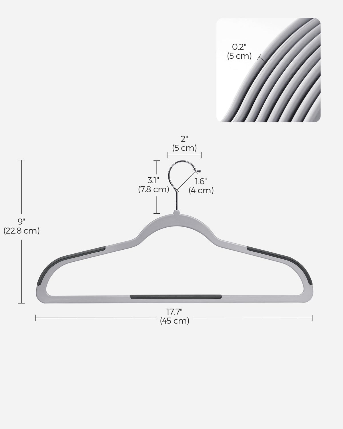 Songmics 30-pack hangers for coats shirts dresses and pants.