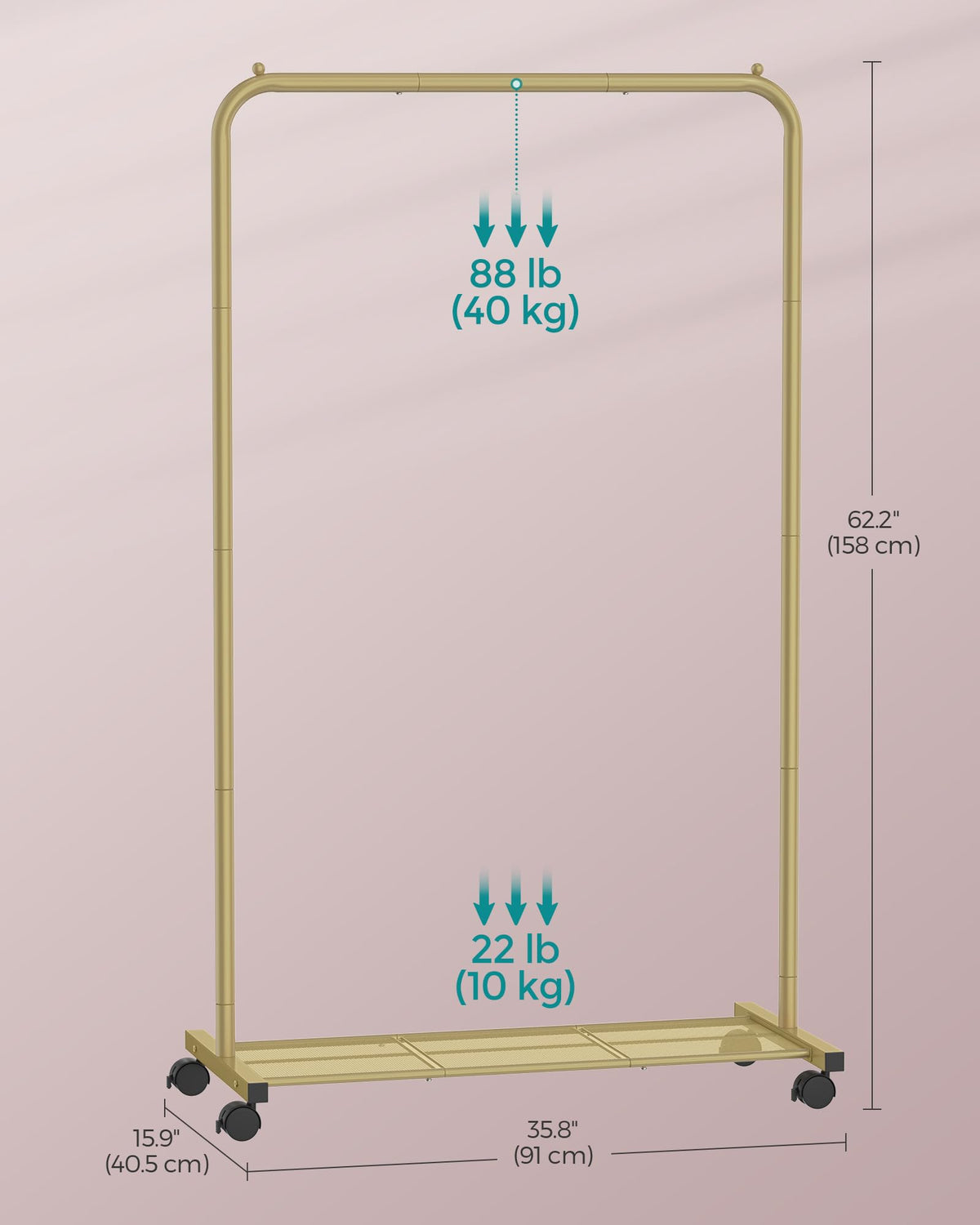 SONGMICS compact design fits small spaces while expanding storage.
