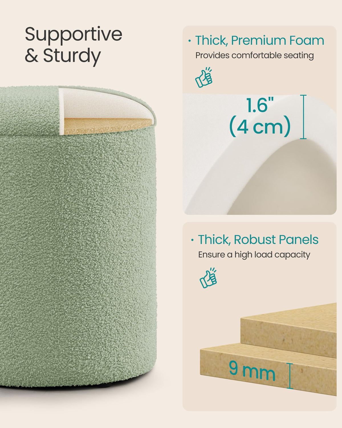 SONGMICS compact footrest that doubles as a small side table