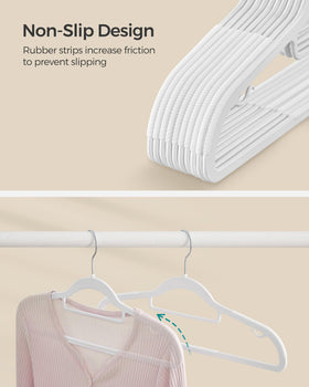 SONGMICS curved ends avoid shoulder marks, preserving garment shape.