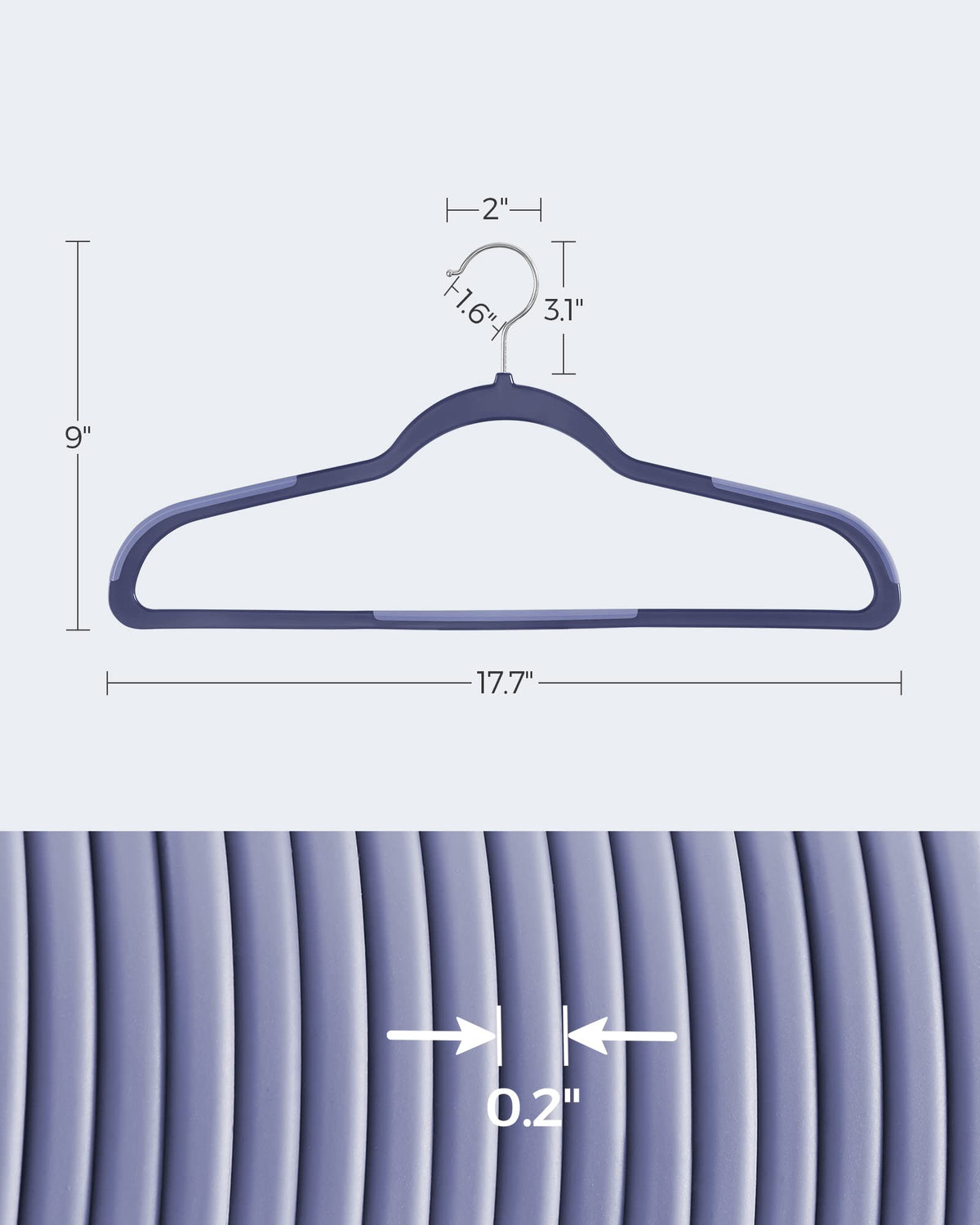 Songmics curved shoulders protect garments from creases and marks.