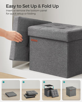 SONGMICS dark gray folding ottoman folded for under-bed storage