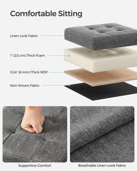 SONGMICS dark gray folding storage ottoman open compartment for easy organization